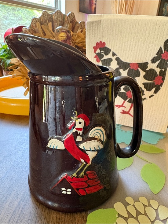 Other - 50’s Lusterware jug Rooster Crowing Syrup Farmhouse kitschy primitive folk art.